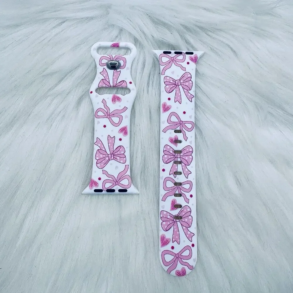 New Pink Bows Design Watch Band For Apple Watch 42mm / 44mm / 45mm / 49mm